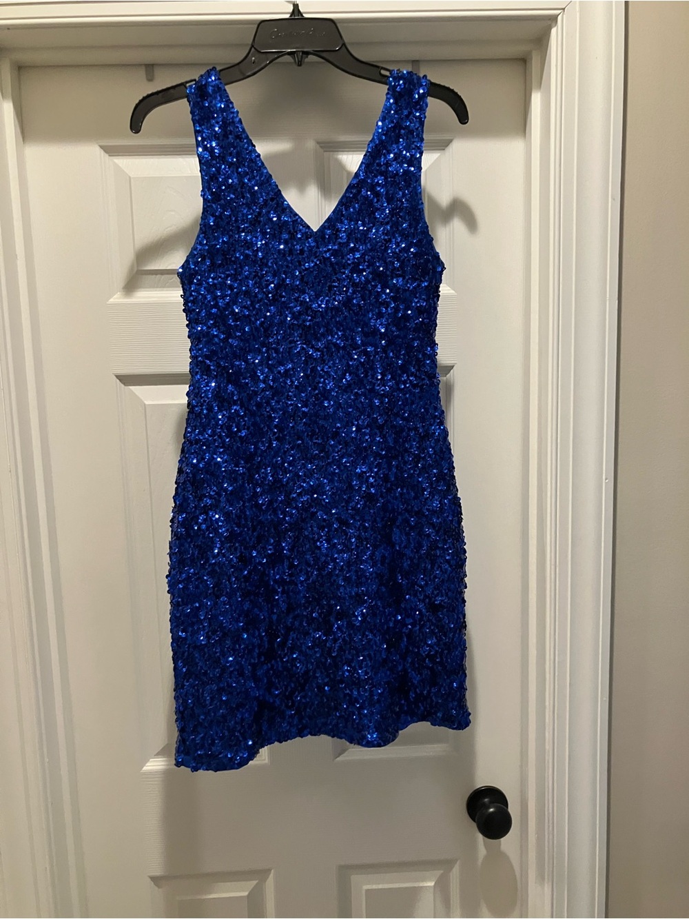 verty Royal Blue Sequin V-Neck Mini Dress